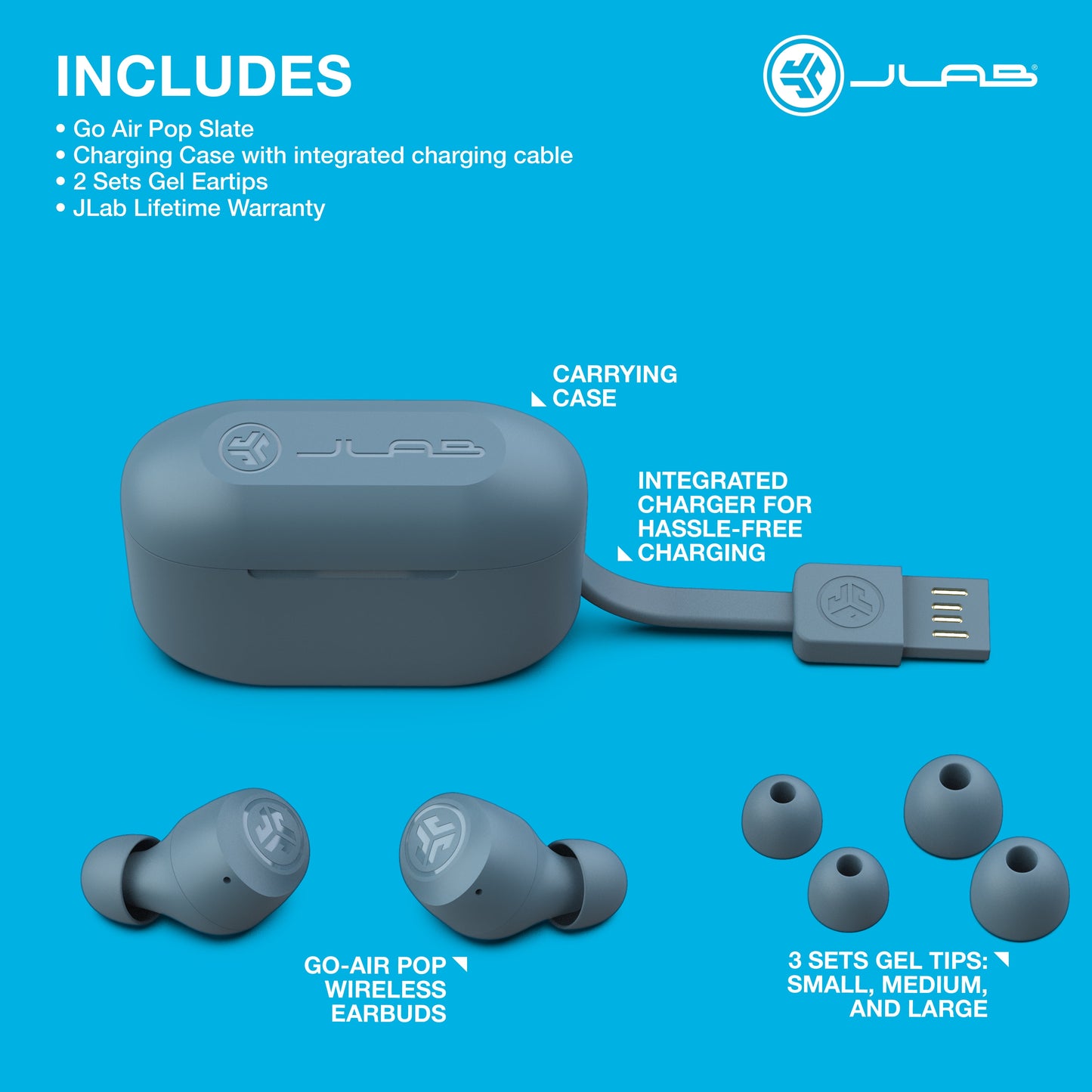 Go Air Pop True Wireless Earbuds Charging Case, Slate