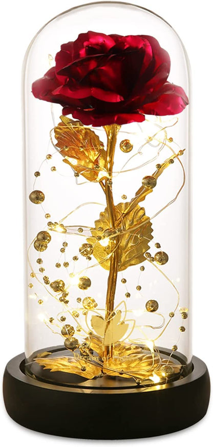 Valentines Day Gifts, Eternal Rose in Glass Dome, Colorful LED Lights