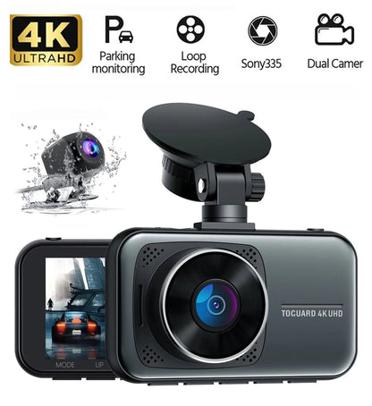 4K Dash Cam Front and Rear Dash Camera, with 1080P Waterproof Car Camera, Loop Recording, G-Sensor Function, Motion Detection, Parking Monitor, WDR