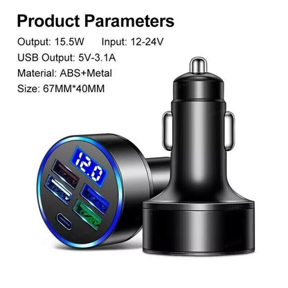 5 USB Port Super Fast Car Charger Adapter for Iphone Samsung Android Cell Phone