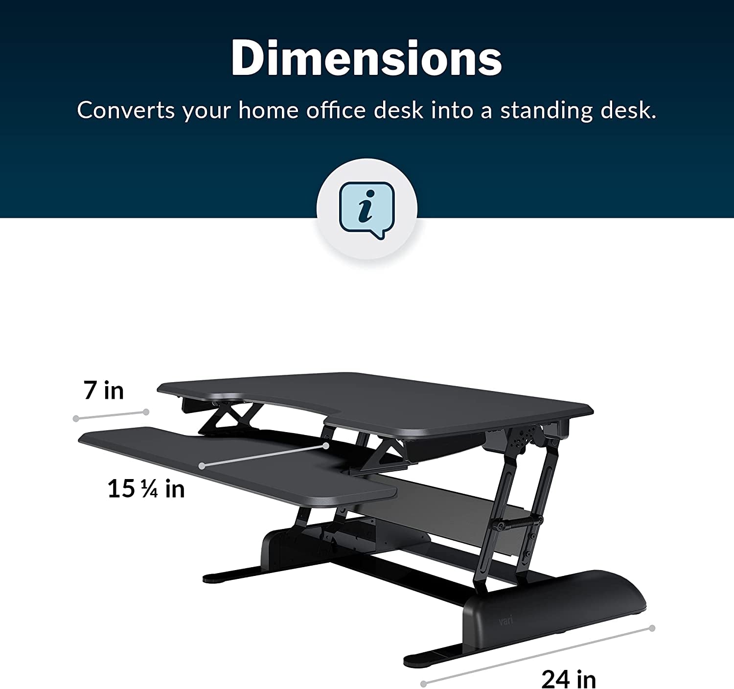 Vari -Two-Tier Standing Desk Converter for Monitor & Accessories - Height Adjustable Sit Stand Desk - Fully Assembled Monitor Riser for Home Office - 36" Wide, Black