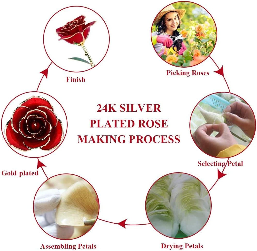 24K Real Gold Plated Rose Flower Gift in 3 Different Colors