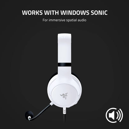 Razer Kaira X Wired Headset for Xbox Series X|S, Xbox One, PC, Mac & Mobile Devices: Triforce 50Mm Drivers - Hyperclear Cardioid Mic - Flowknit Memory Foam Ear Cushions - On-Headset Controls - White