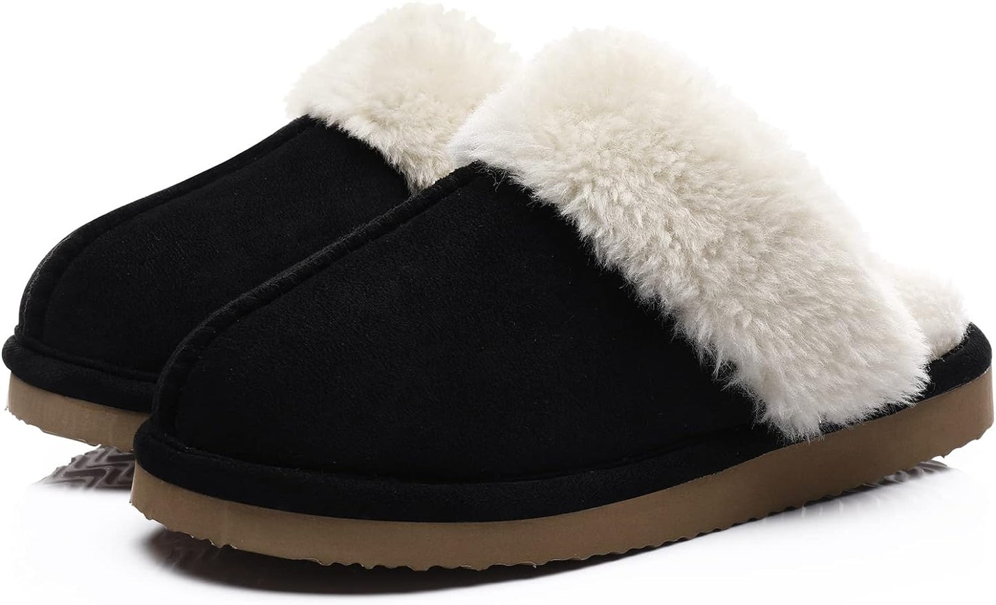 Cozy Fuzzy Memory Foam Slippers for Women - Fluffy Indoor/Outdoor Winter House Shoes