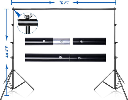 EMART Photo Video Studio 8.5 X 10Ft Green Screen Backdrop Stand Kit, Photography Background Support System with 10 X12Ft 100% Cotton Muslin Chromakey Curtain