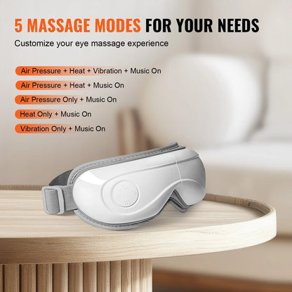 VEVOR Bluetooth Heated Eye Massager with 5 Modes - Foldable Eye Care Device for Ultimate Relaxation