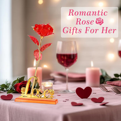 Valentines Day Rose Red  Romantic Gift with Love Stand