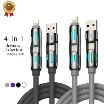 4-In-1 USB C Cable, Multi-Functional 240W Fast Charge Data Cable, Phone Accessories Suitable for Iphone 15 14 Phone Ipad Pro, Cellphone Charging Accessories