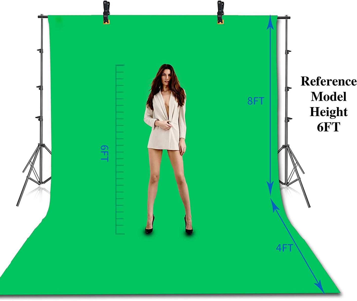 EMART Photo Video Studio 8.5 X 10Ft Green Screen Backdrop Stand Kit, Photography Background Support System with 10 X12Ft 100% Cotton Muslin Chromakey Curtain