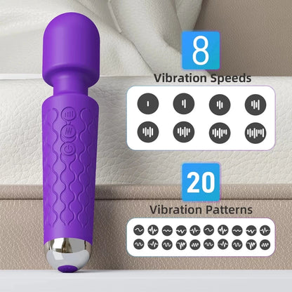 Powerful Purple Wand Massager - 8 Speeds & 20 Vibration Modes for Ultimate Pleasure