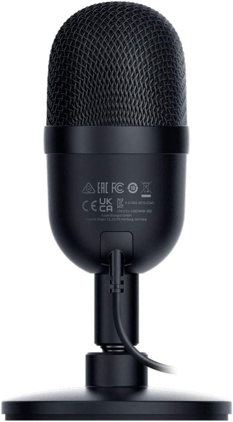 Razer Seiren Mini USB Condenser Microphone: for Streaming and Gaming on PC - Professional Recording Quality - Precise Supercardioid Pickup Pattern - Tilting Stand - Shock Resistant - Classic Black