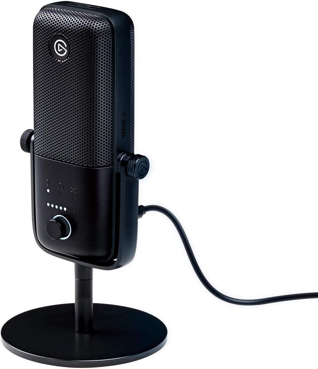 Elgato Wave:3 - Premium Studio Quality USB Condenser Microphone for Streaming, Podcast, Gaming and Home Office, Free Mixer Software, Sound Effect Plugins, Anti-Distortion, Plug ’N Play, for Mac, PC