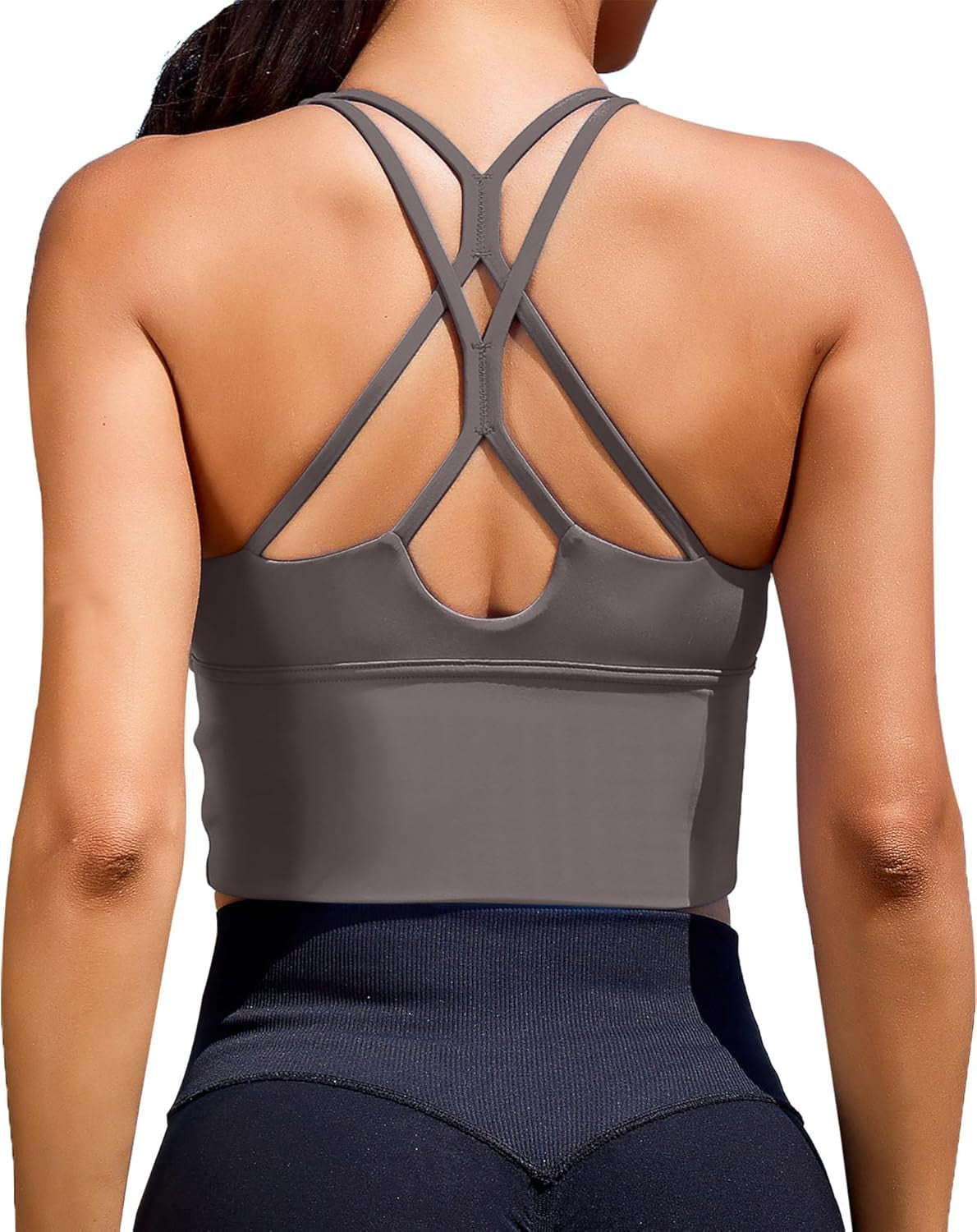 XUNYU Women's Longline Sports Bra - Stylish Criss Cross Tank Top for Yoga, Running & Gym Workouts