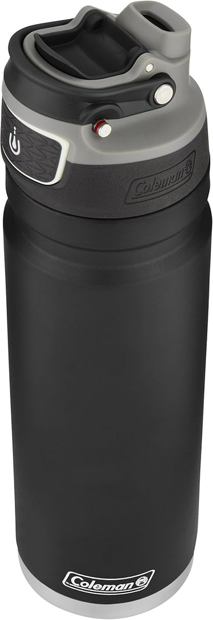 Coleman 24oz Freeflow Autoseal Stainless Steel Water Bottle - Sleek Black Design