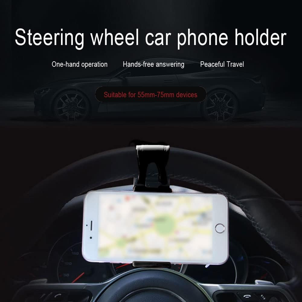 HAOBO Adjustable Car Steering Wheel Phone Mount - Ultimate Hands-Free Accessory for iPhone and Samsung Drivers