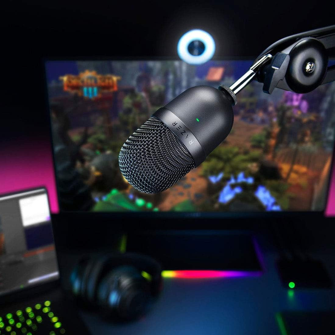 Razer Seiren Mini USB Condenser Microphone: for Streaming and Gaming on PC - Professional Recording Quality - Precise Supercardioid Pickup Pattern - Tilting Stand - Shock Resistant - Classic Black