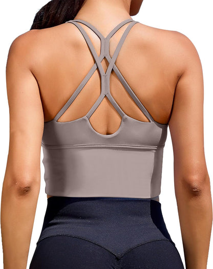 Stylish XUNYU Longline Sports Bra - Criss Cross Tank Tops for Yoga, Fitness & Running