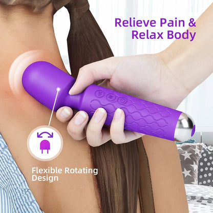 Powerful Purple Wand Massager - 8 Speeds & 20 Vibration Modes for Ultimate Pleasure