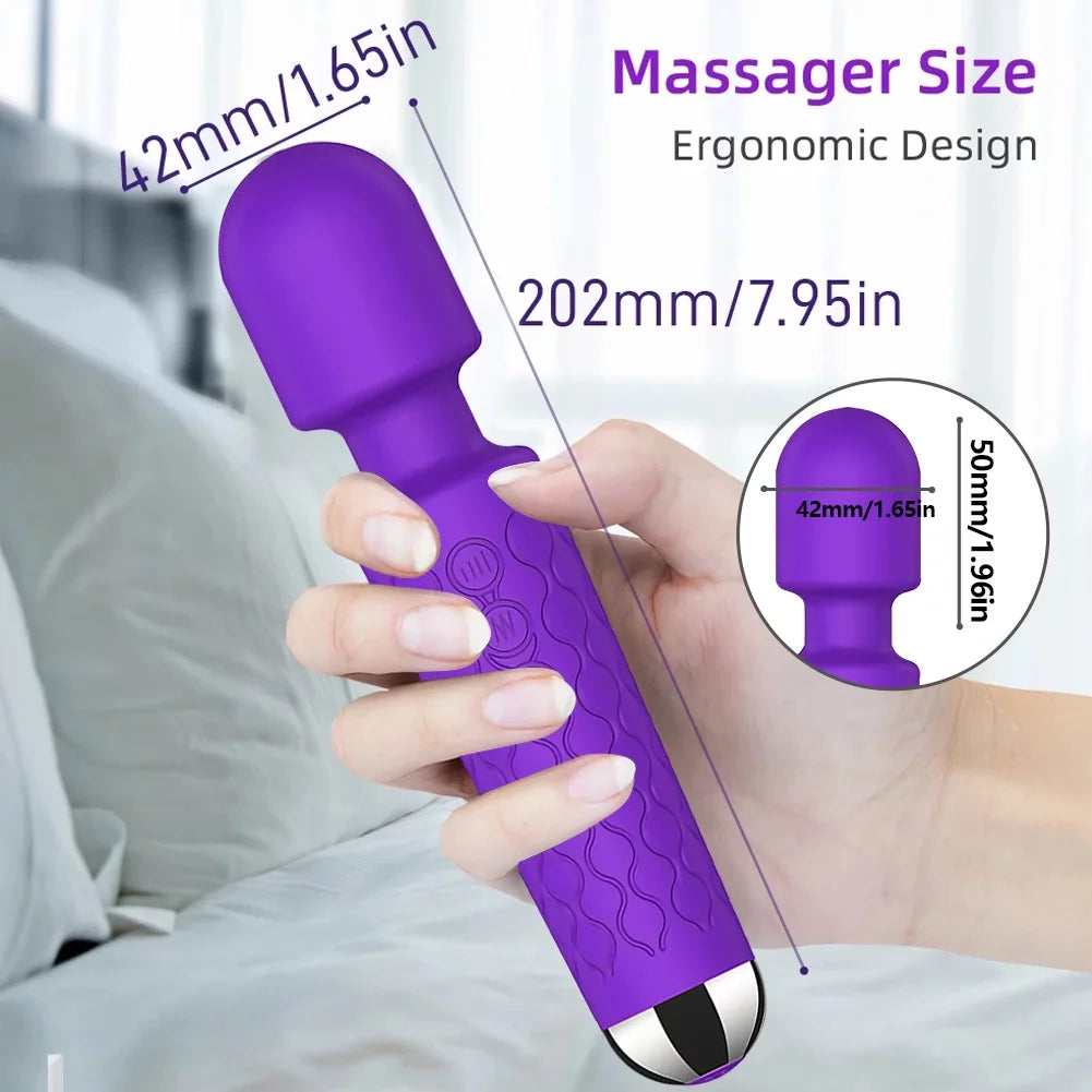 Powerful Purple Wand Massager - 8 Speeds & 20 Vibration Modes for Ultimate Pleasure