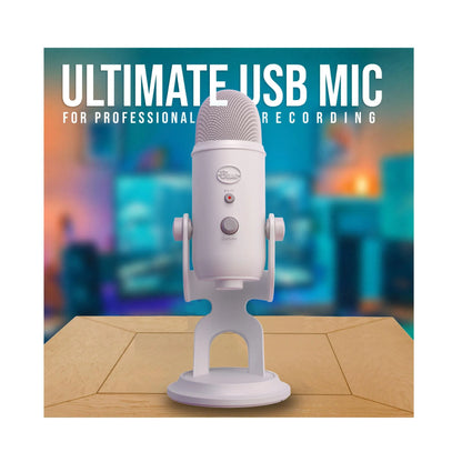 Yeti USB Microphone (White Mist) with Microphone Stand, Headphones Bundle