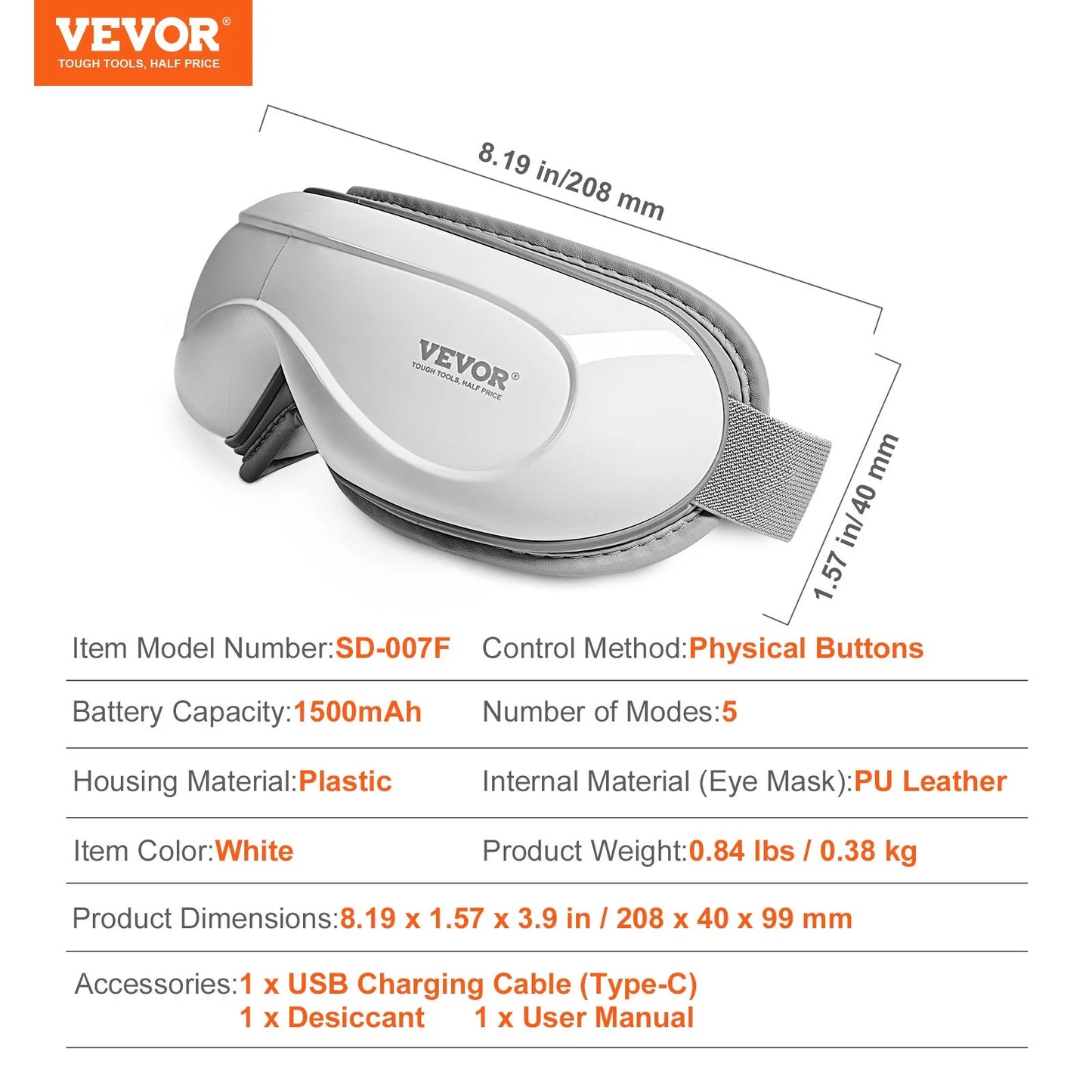 VEVOR Bluetooth Heated Eye Massager with 5 Modes - Foldable Eye Care Device for Ultimate Relaxation