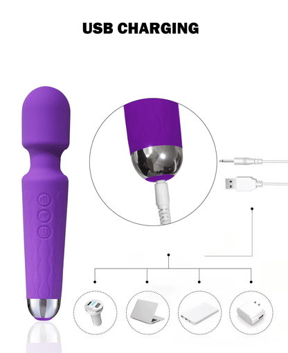 Powerful Purple Wand Massager - 8 Speeds & 20 Vibration Modes for Ultimate Pleasure