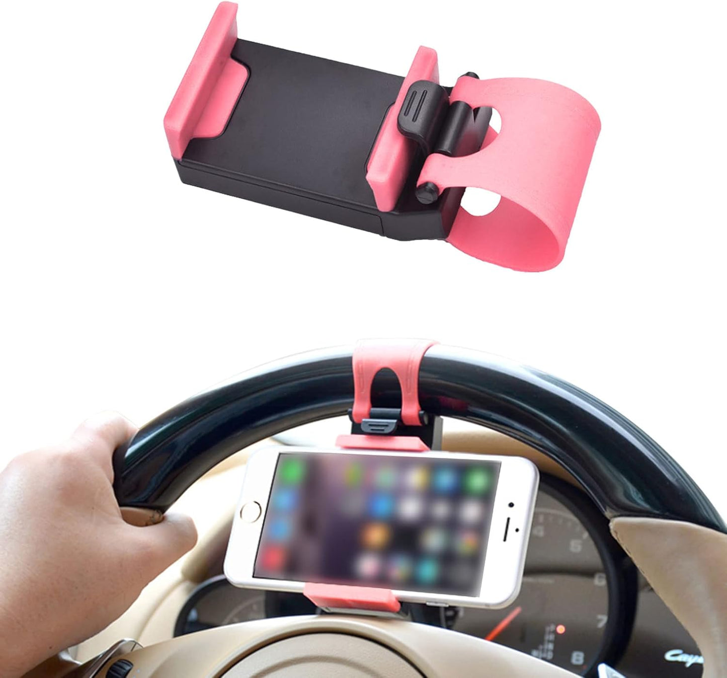 HAOBO Adjustable Car Steering Wheel Phone Mount - Ultimate Hands-Free Accessory for iPhone and Samsung Drivers