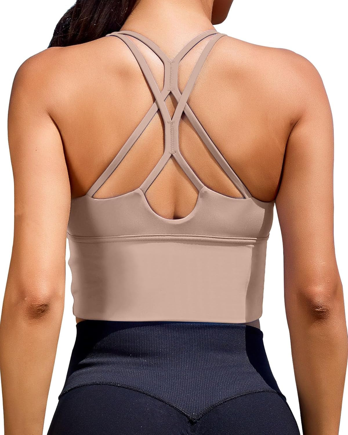 XUNYU Longline Sports Bras for Women - Stylish Criss Cross Fitness Crop Tops for Yoga and Gym Workouts