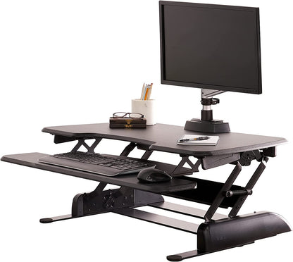 Vari -Two-Tier Standing Desk Converter for Monitor & Accessories - Height Adjustable Sit Stand Desk - Fully Assembled Monitor Riser for Home Office - 36" Wide, Black