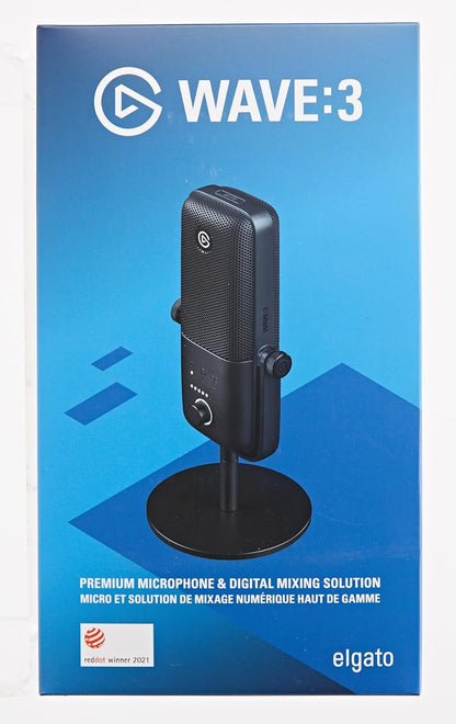 Elgato Wave:3 - Premium Studio Quality USB Condenser Microphone for Streaming, Podcast, Gaming and Home Office, Free Mixer Software, Sound Effect Plugins, Anti-Distortion, Plug ’N Play, for Mac, PC